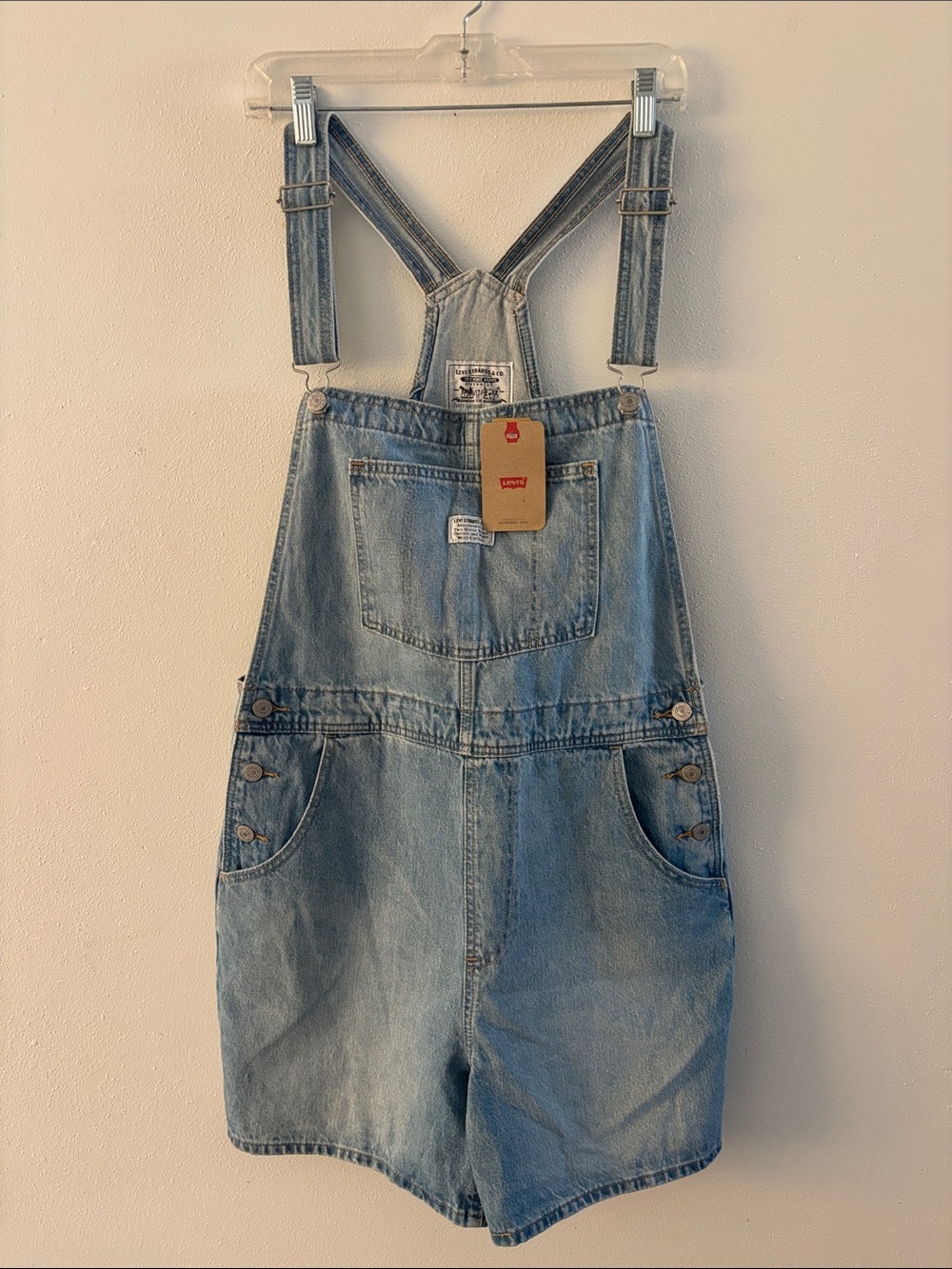 Levi's Light Blue Denim Short Overalls-NWT-